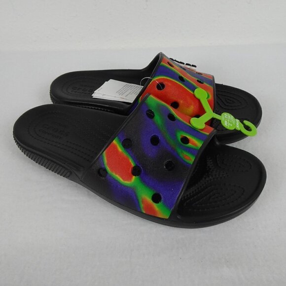 Crocs Solarized Slides Sandals Men's Size 9 Women's 11 Red Blue Colorful - Picture 2 of 10